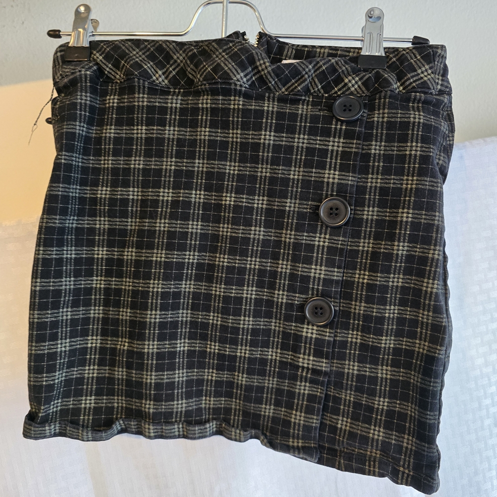 Plaid Button-Front Skirt